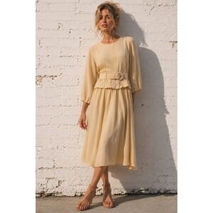 Vintage Piccalino Petites Belted Midi Dress USA Minimalist Quiet Luxury 6P
